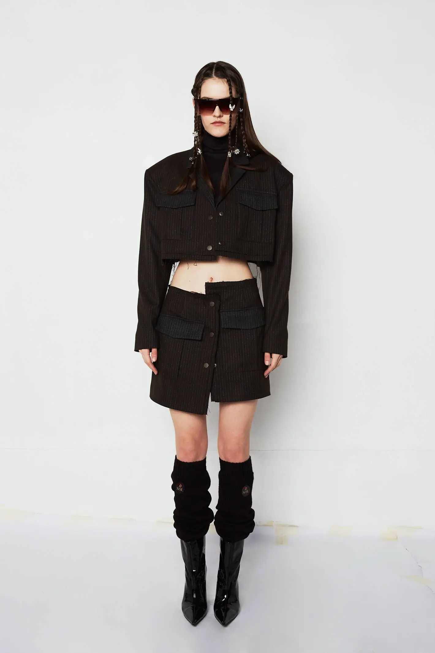 Укороченный жакет №12 Brown-Grey
